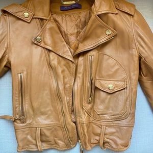 Ralph Lauren Cayden Leather Bomber Moto Jacket